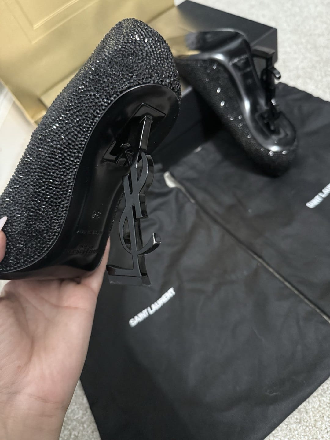 Customer photo review of YSL 2026 Embellished Rhinestones Opyum Pumps Leather