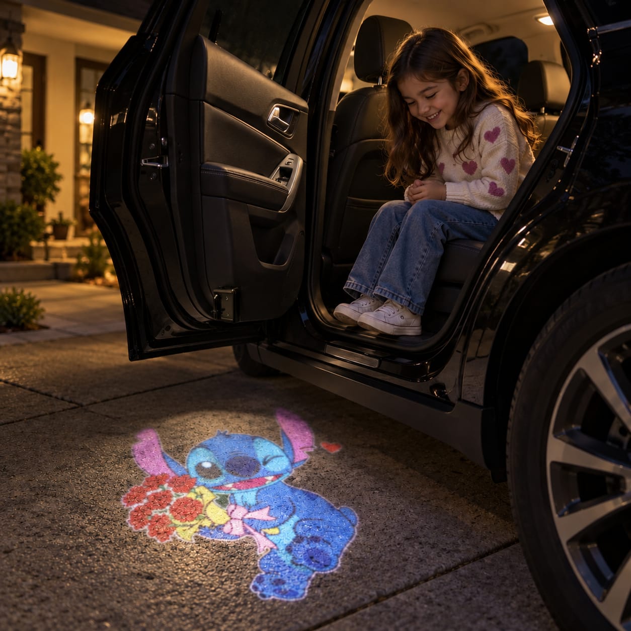 Customer photo review of Stitch Welcome Light Car Door