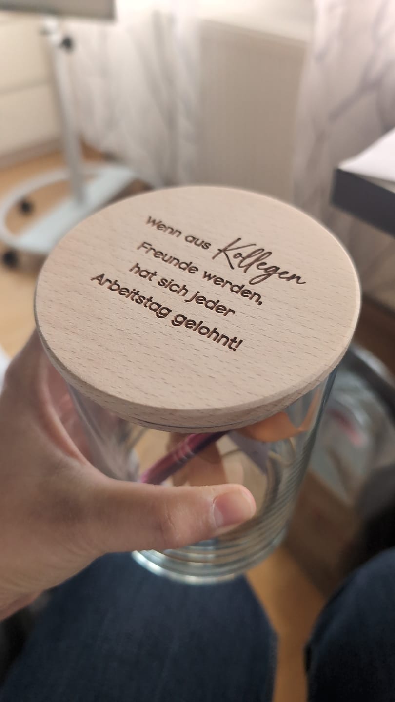 Customer photo review of Geschenkglas „Glück ist dich an meiner Seite zu haben“