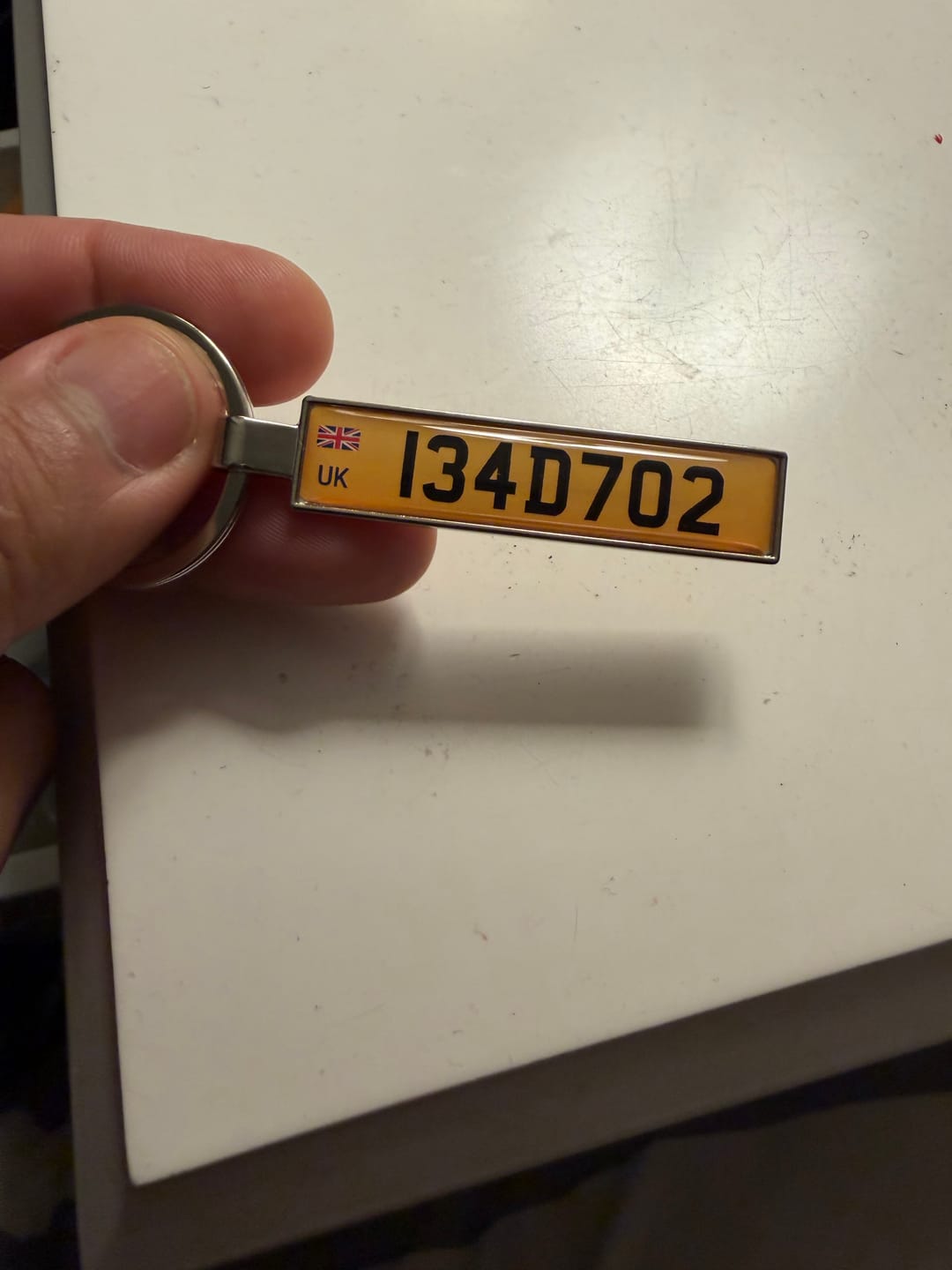 Customer photo review of Personalised Metal Number Plate Keyring - Premium Custom Car Gift