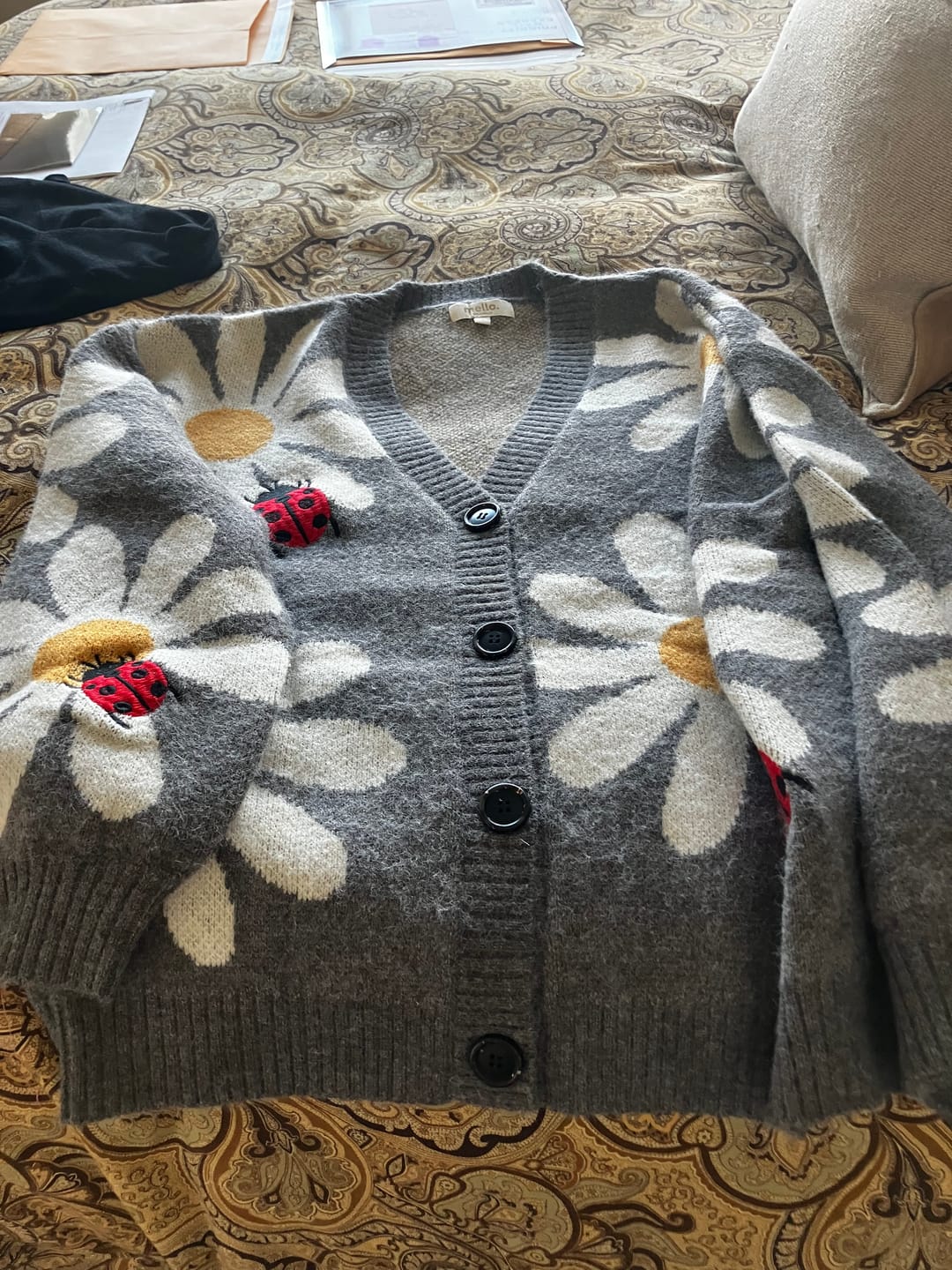 Customer photo review of Good Fortune Ladybug Cardigan