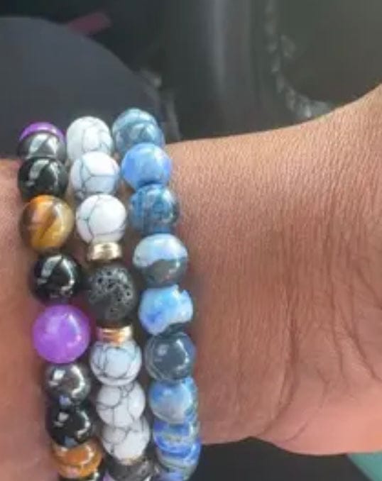 Customer photo review of Protection Black Tourmaline & Hematite Bracelet – Grounding Energy Shield | 8mm Unisex Crystal Beads | Daily Wear Gift