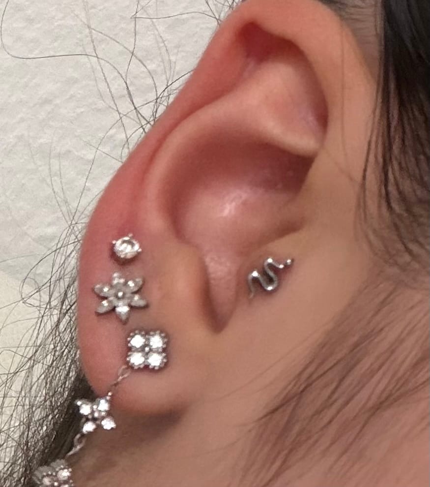 Customer photo review of Tiny Snake Piercing | Titan