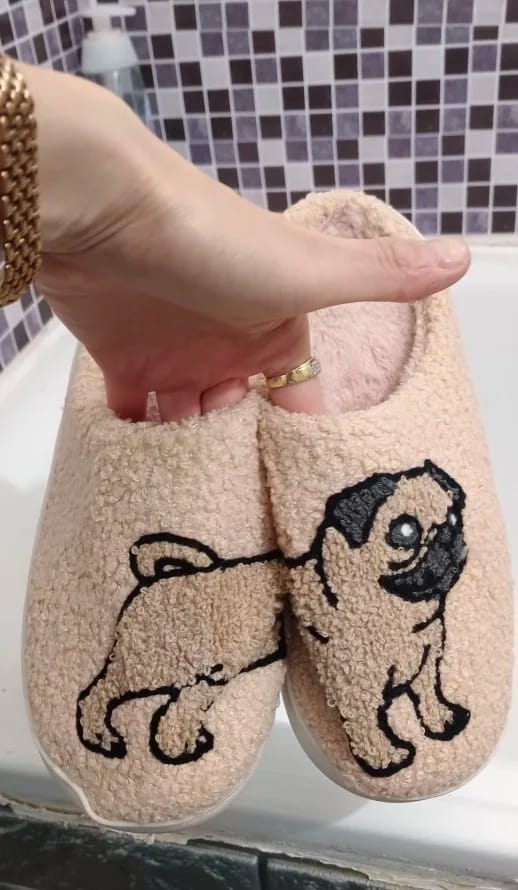 Customer photo review of Women's Dachshund Plush House Slippers, Warm Indoor Slides