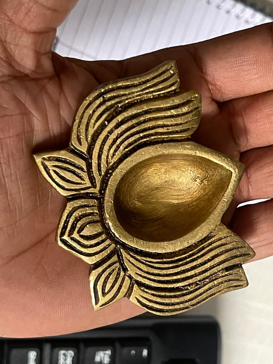 Customer photo review of Brass Lotus Diya – Vastu Pooja Lamp for Prosperity & Harmony | East-North-East Energy Activator | Big - 8 x 6 cm | 200 g