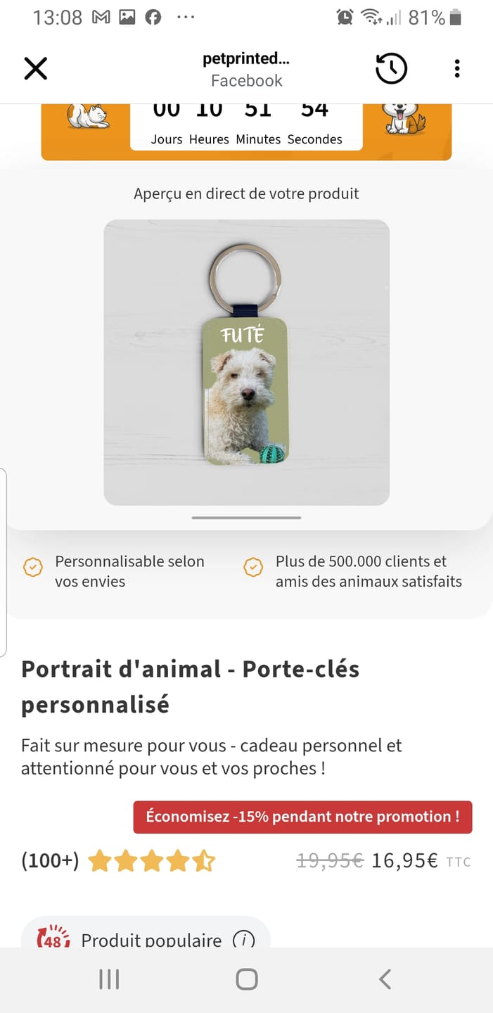 Customer photo review of Porte-clés personnalisé - Portrait d'animal