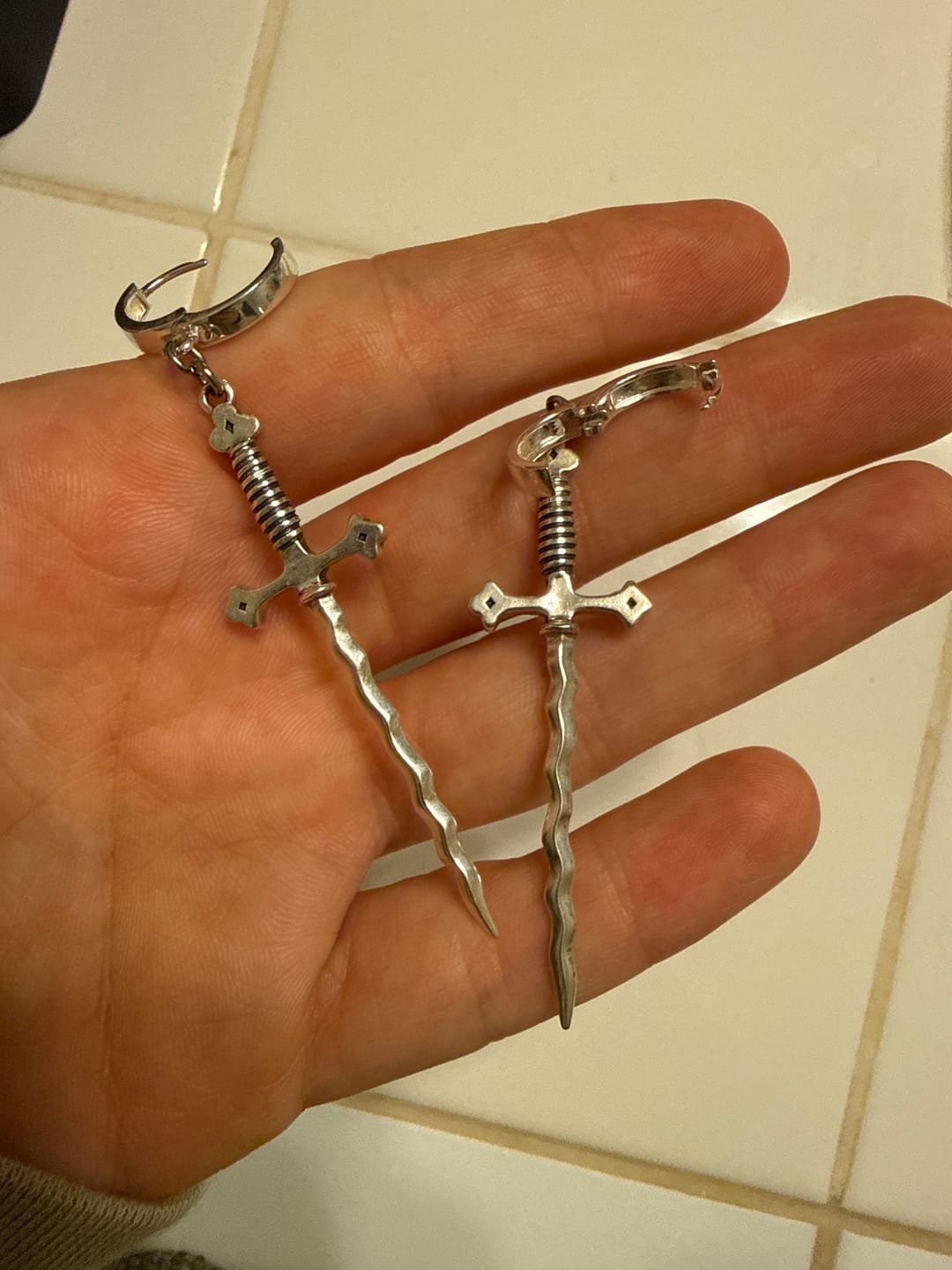 Customer photo review of Wavy Sword Earrings