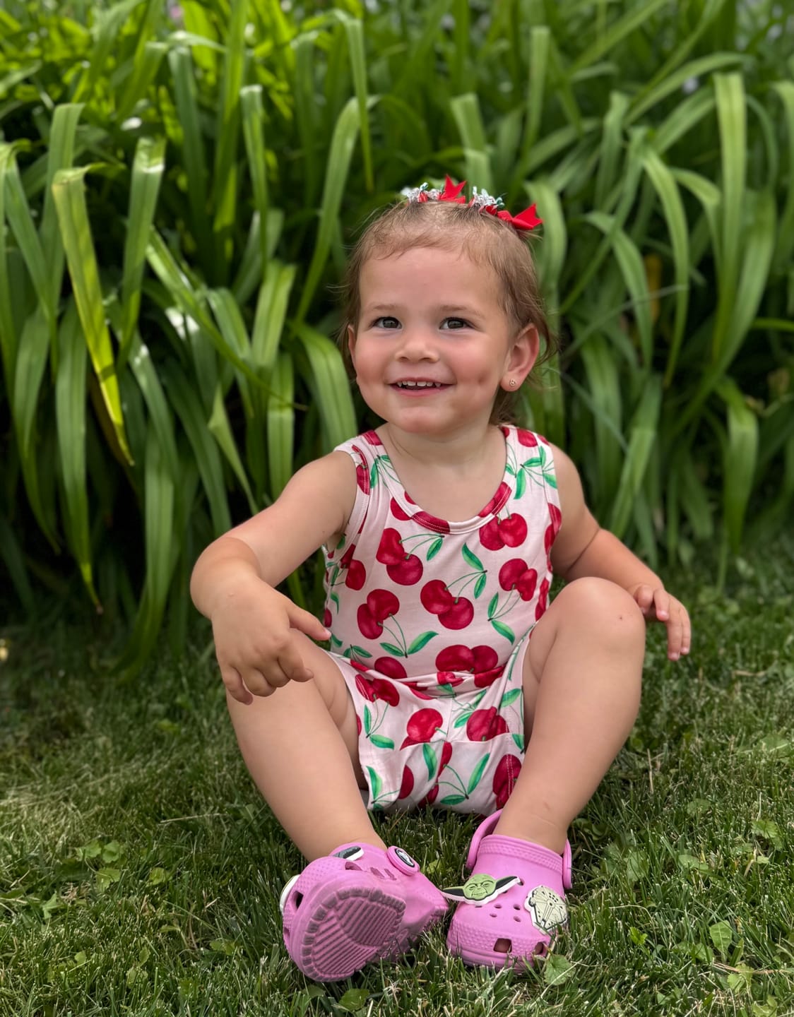 Customer photo review of With A Cherry On Top Pull Up Romper