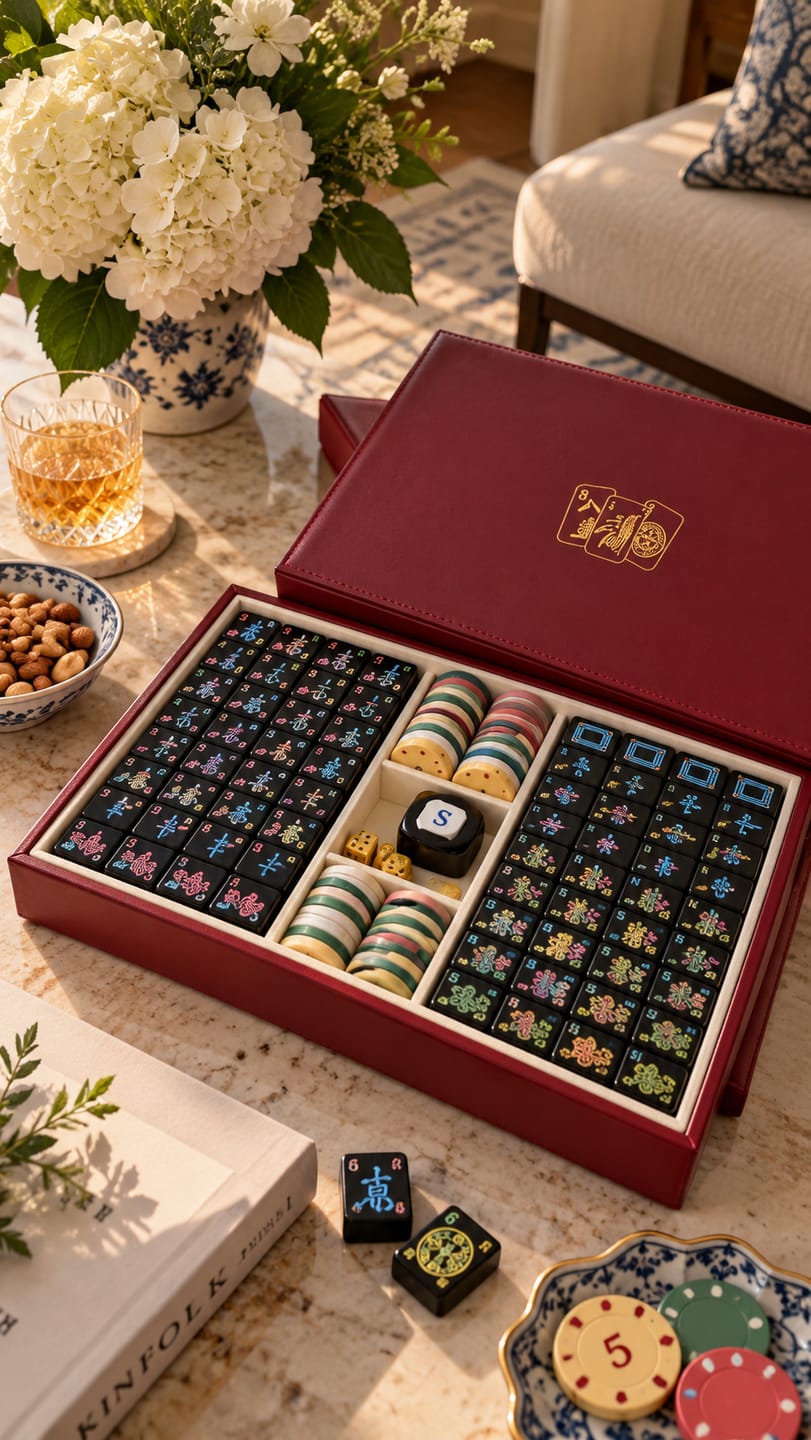 Customer photo review of Heritage Burgundy American Mahjong Set with Black Tiles and Display Case