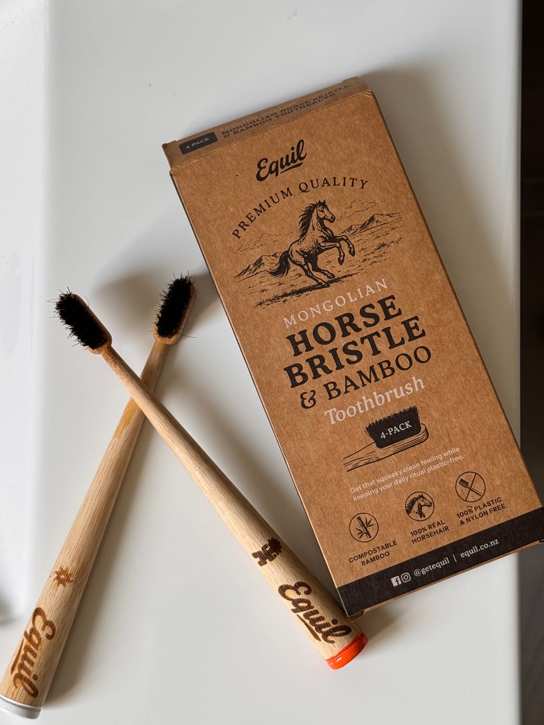 Customer photo review of Horse Bristle & Bamboo Toothbrush