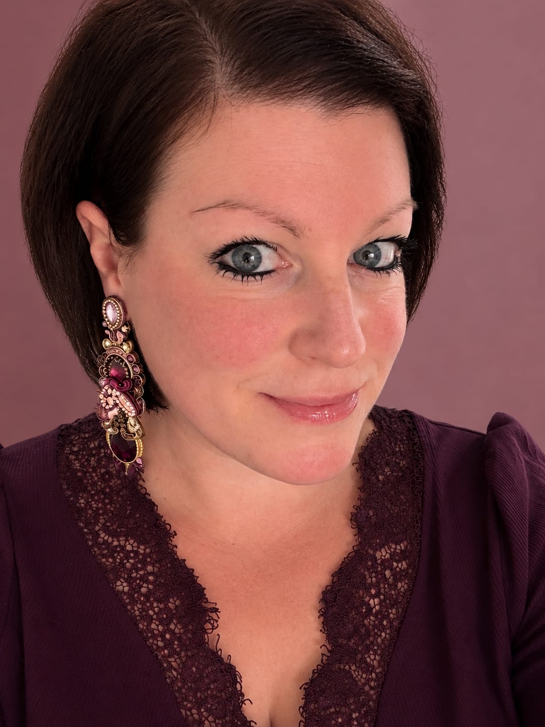 Customer photo review of Raffinierte Soutache-Ohrringe in Violett, Rosa und Braun