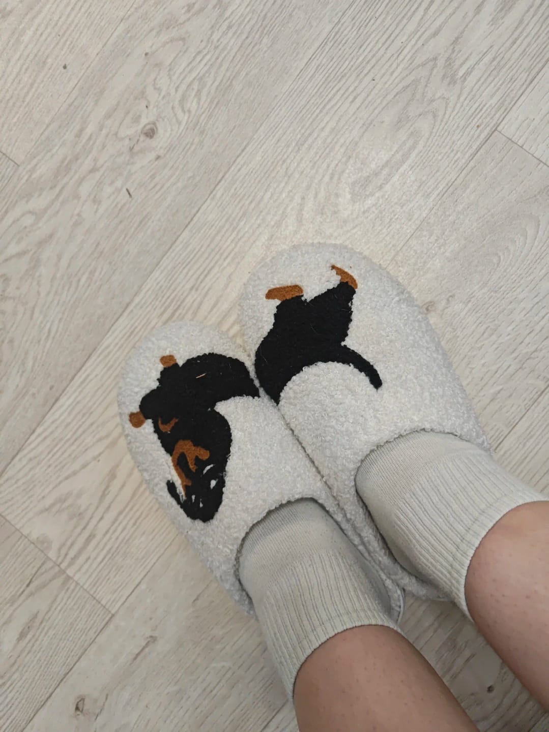 Customer photo review of Women's Dachshund Plush House Slippers, Warm Indoor Slides