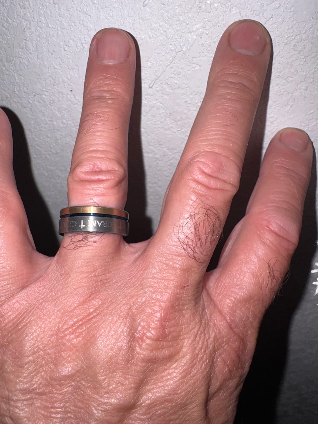 Customer photo review of Two-Tone Brushed Silver & Rose Gold / Blue Stripe & Interior - 8mm