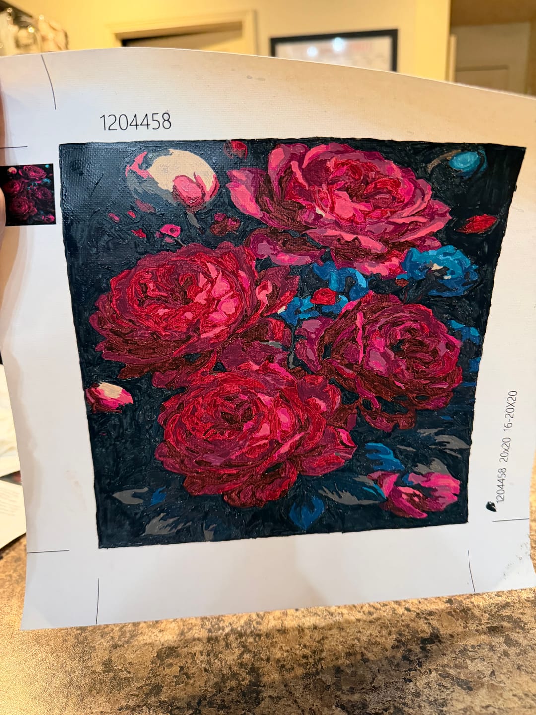 Customer photo review of Midnight Peonies as Crimson Roses (Paint by Numbers)