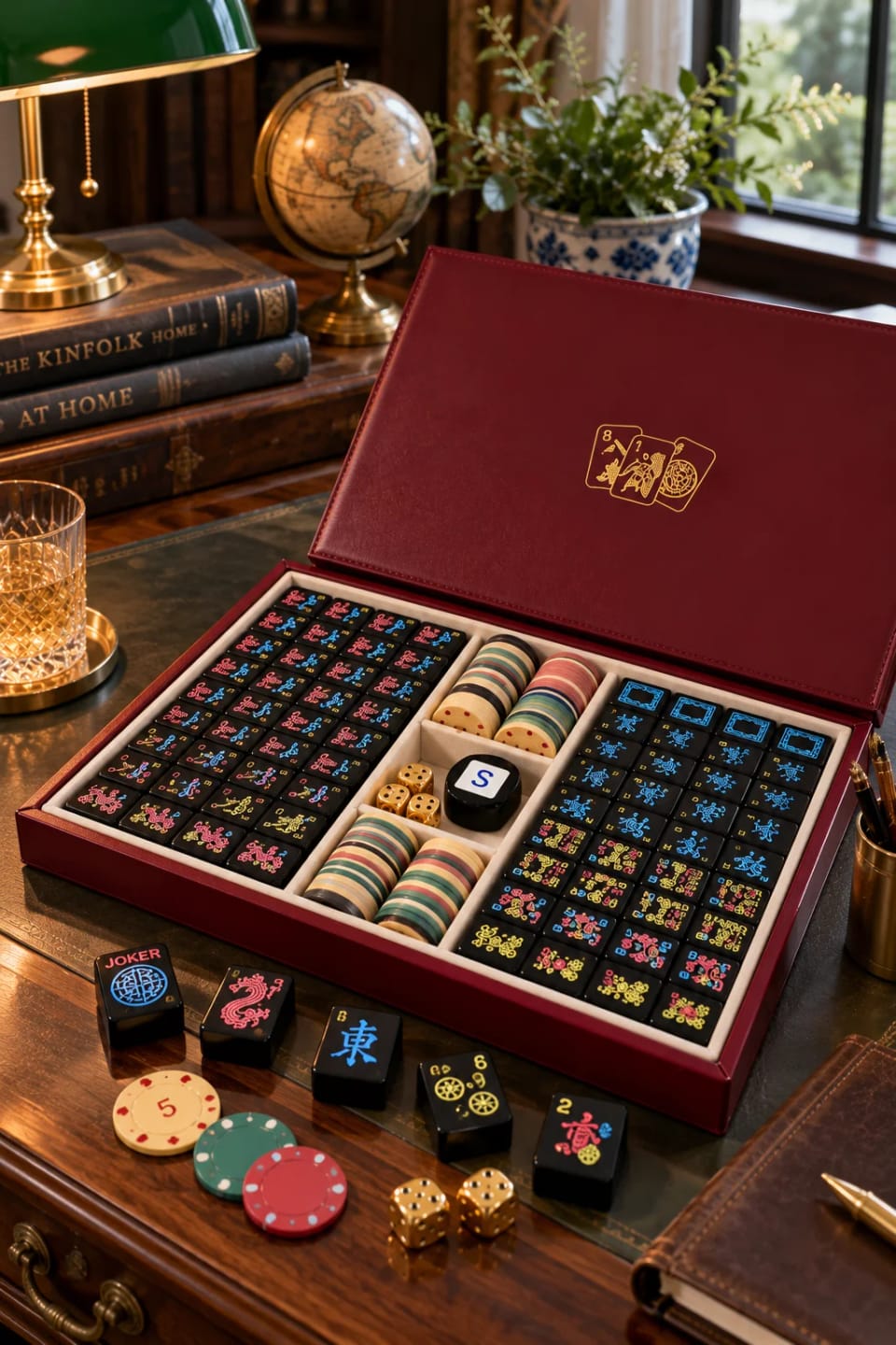 Customer photo review of Heritage Burgundy American Mahjong Set with Black Tiles and Display Case