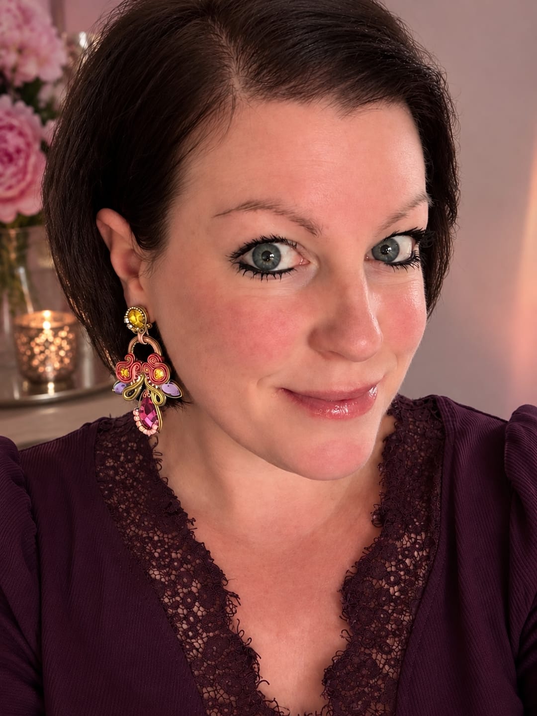 Customer photo review of Vorbestellbar - Hochwertige Soutache-Ohrringe in Pink, Orange, Gelb und Violett