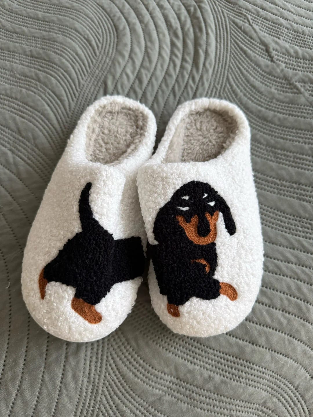 Customer photo review of Women's Dachshund Plush House Slippers, Warm Indoor Slides