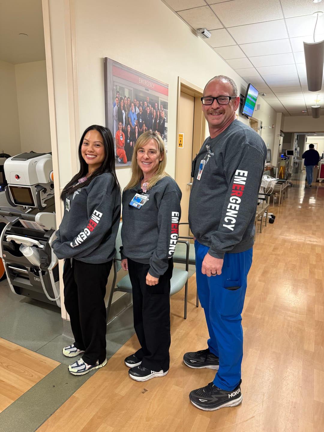 Customer photo review of Emergency Department Sweatshirt with (red/white) EMERGENCY on Sleeve