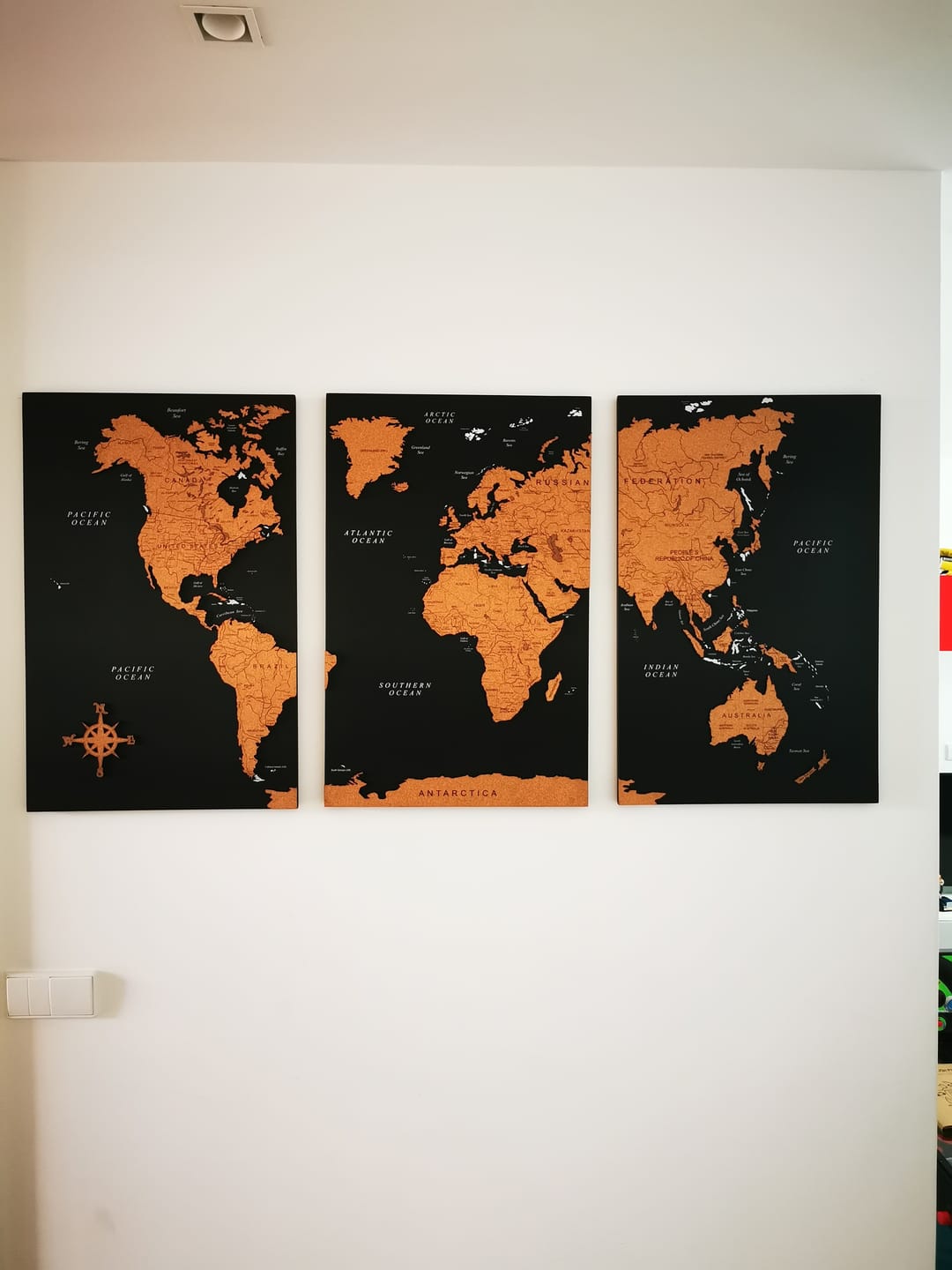 Customer photo review of Triptych World Map
