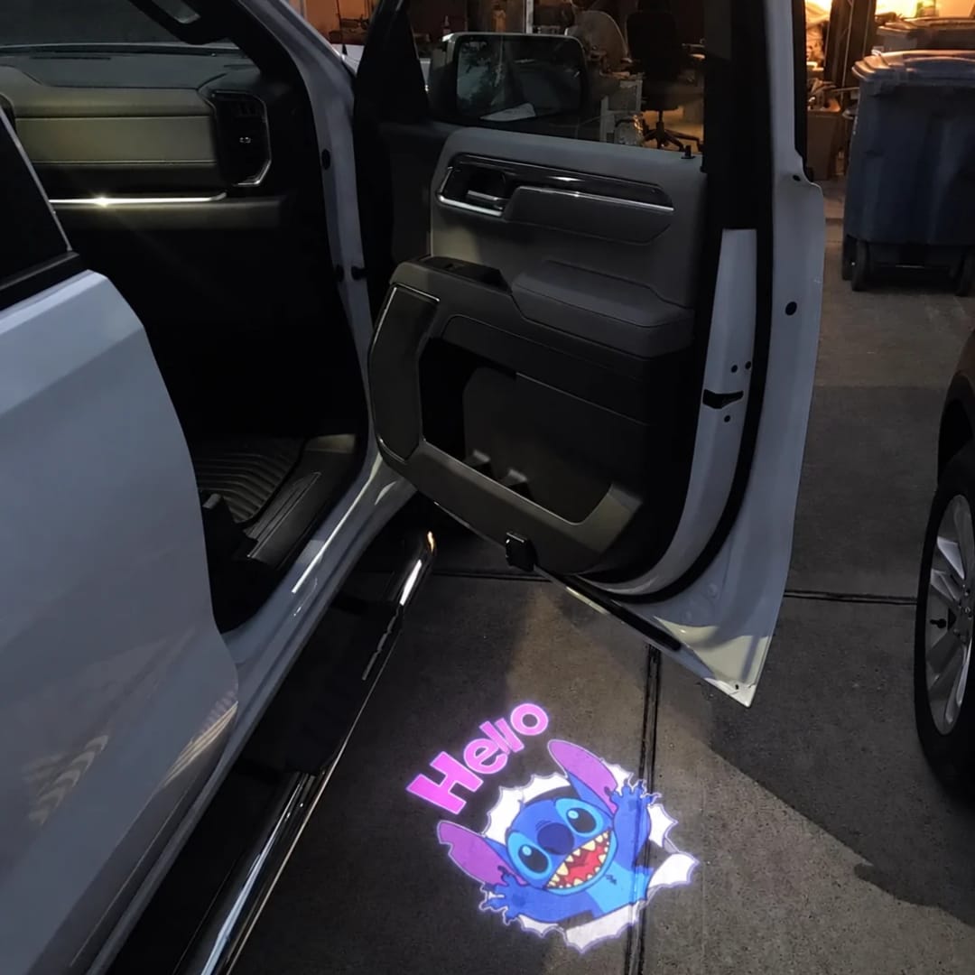 Customer photo review of Stitch Welcome Light Car Door