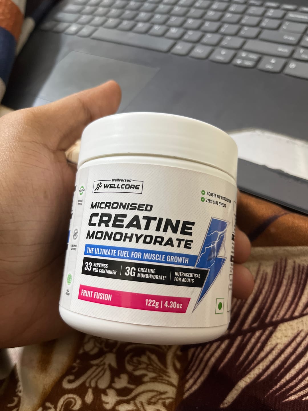 Customer photo review of Wellcore - Pure Micronised Creatine Monohydrate (122g, 33 Servings) Fruit Fusion