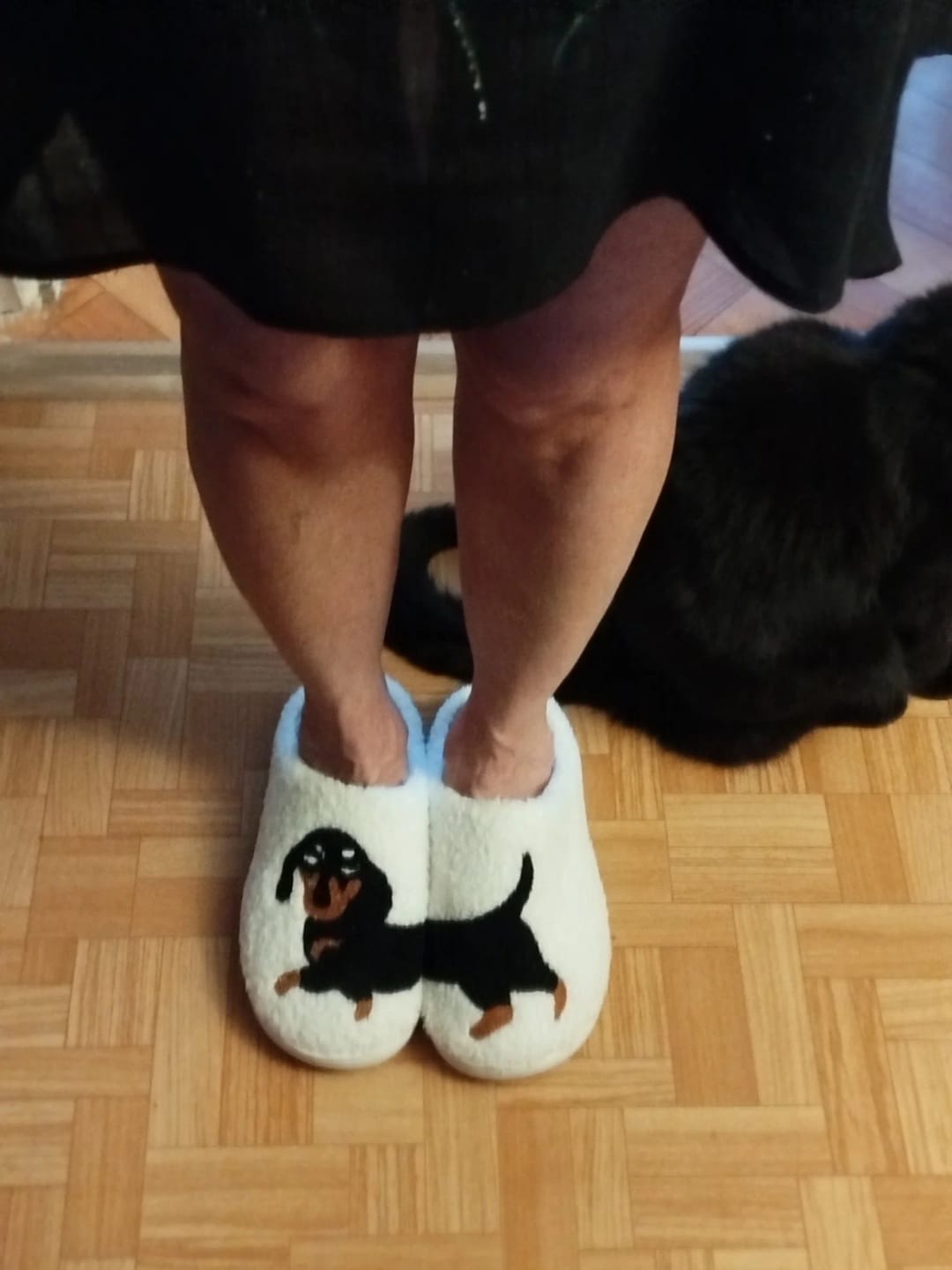 Customer photo review of Women's Dachshund Plush House Slippers, Warm Indoor Slides