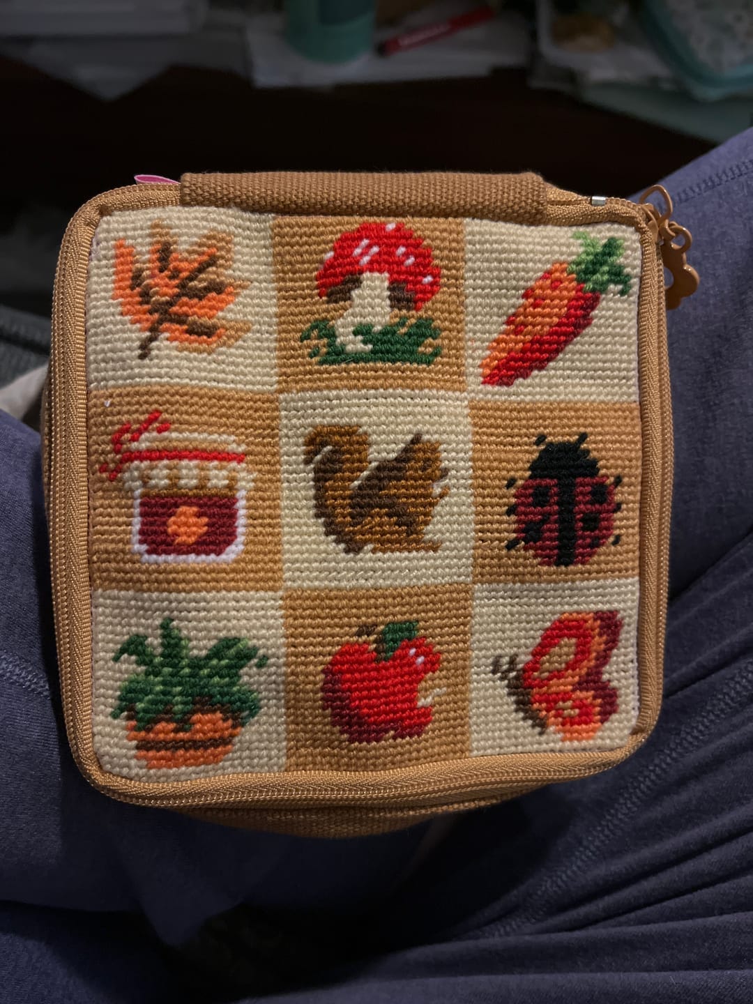 Customer photo review of FALL HARVEST CHARMS - Needlepoint Pouch Kit