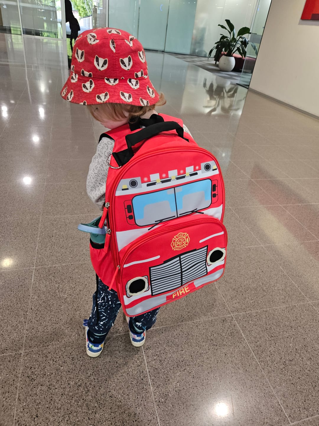 Customer photo review of Fire Truck Backpack