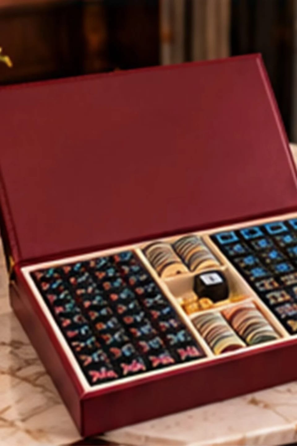 Customer photo review of Heritage Burgundy American Mahjong Set with Black Tiles and Display Case