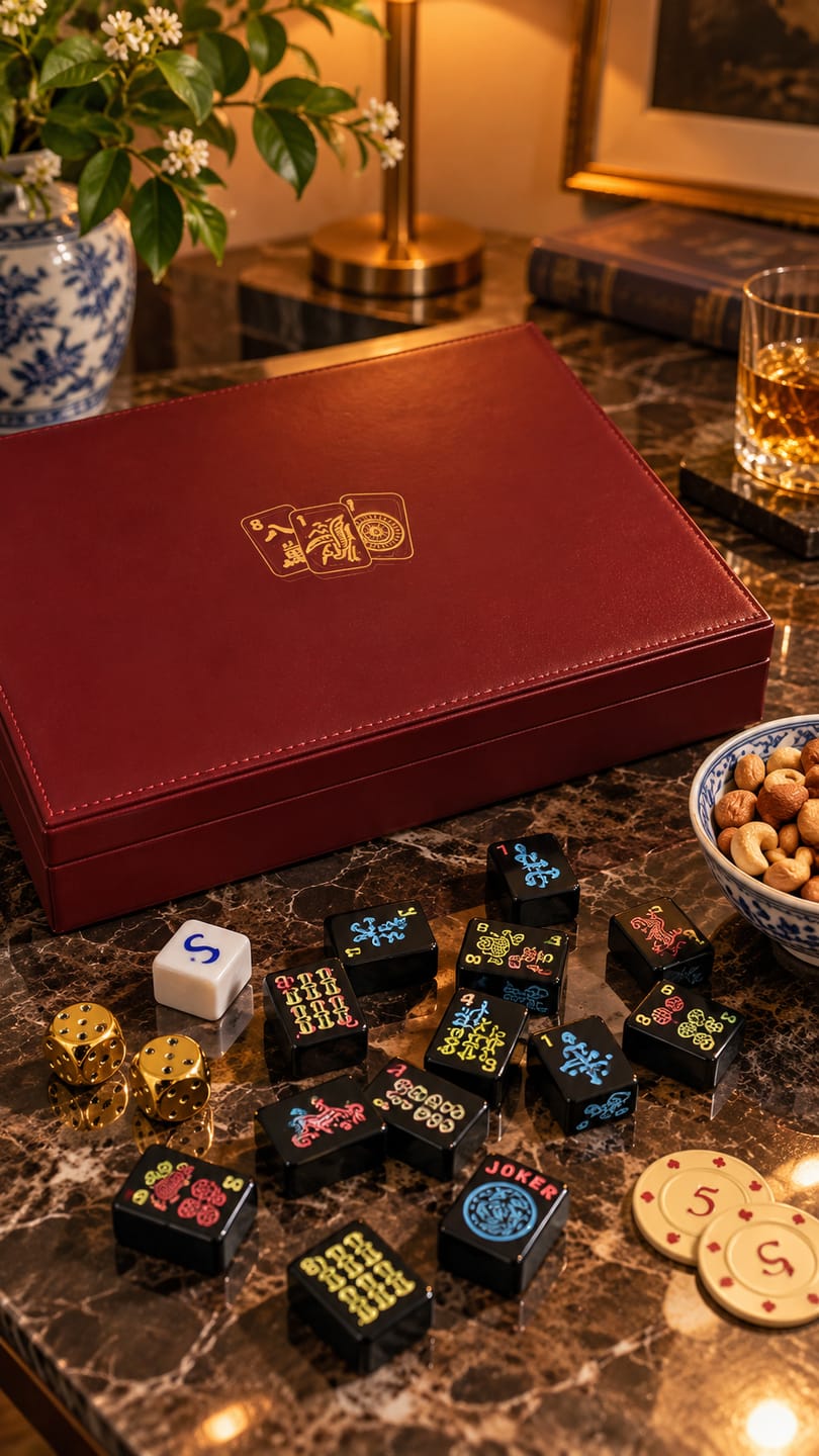 Customer photo review of Heritage Burgundy American Mahjong Set with Black Tiles and Display Case
