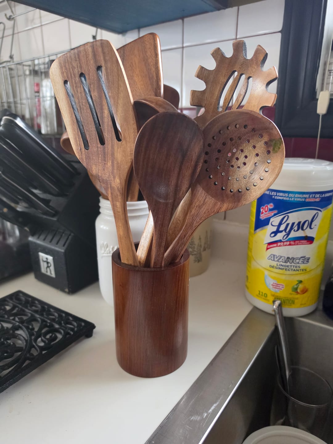 Customer photo review of Teak Wooden Utensil Set