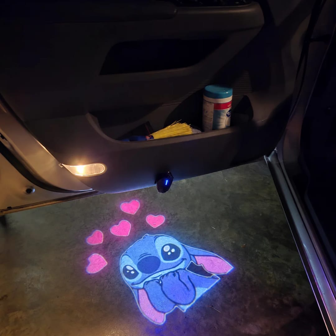 Customer photo review of Stitch Welcome Light Car Door