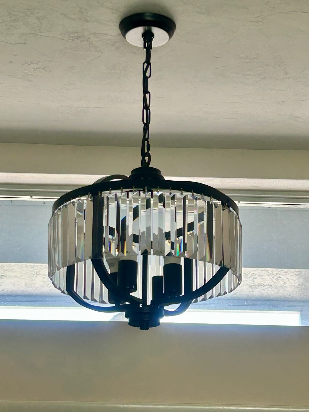 Customer photo review of Glam 4-Light Faceted Crystal Round Cage Pendant