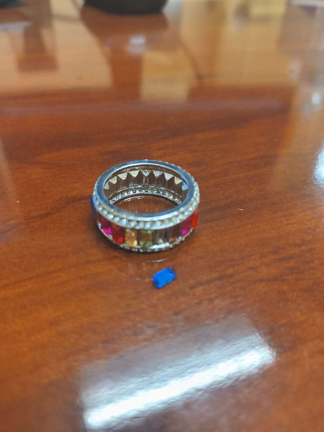 Customer photo review of Double Layer Full Eternity S925 Silver Ring, Wide Band with Colorful / Clear Baguette Diamonds, Luxury Banquet Stackable Ring