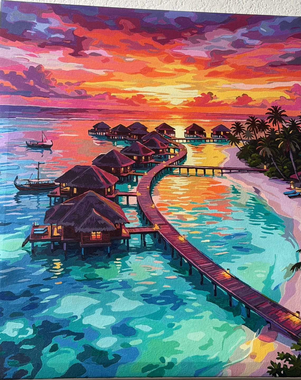Customer photo review of Maldives Overwater (80 Color Paint by Numbers)