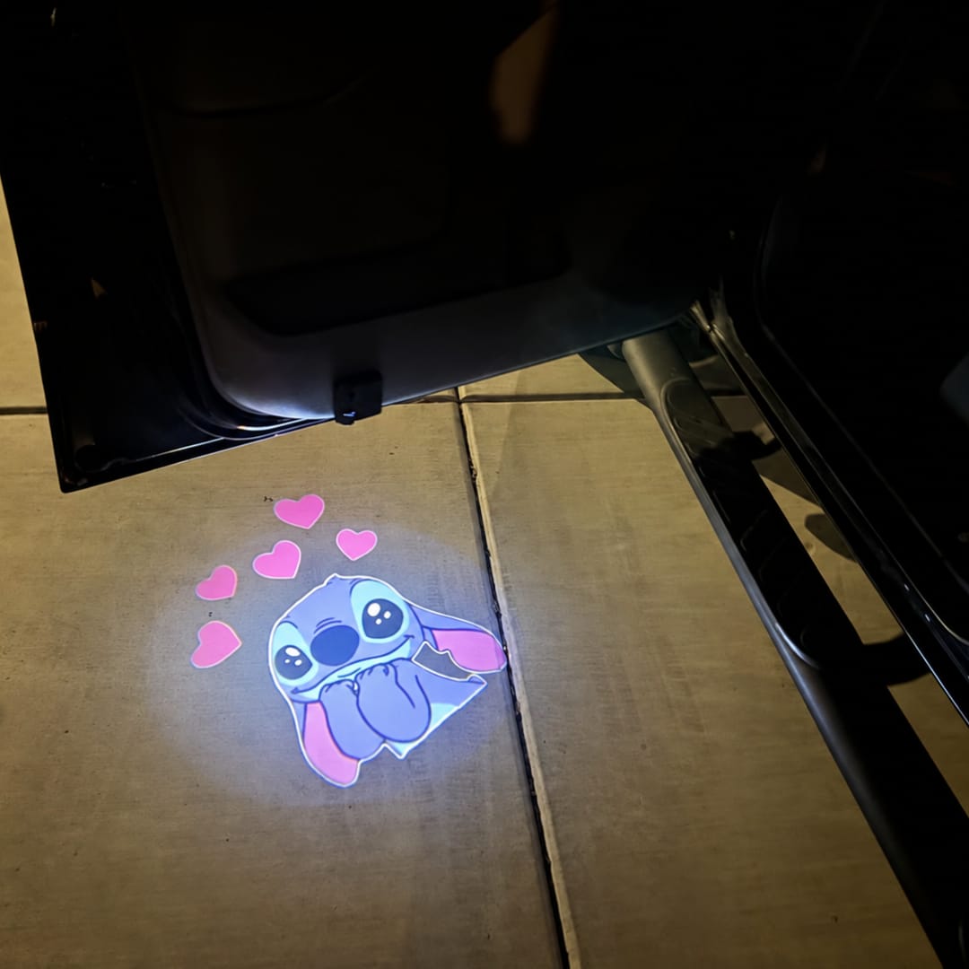 Customer photo review of Stitch Welcome Light Car Door