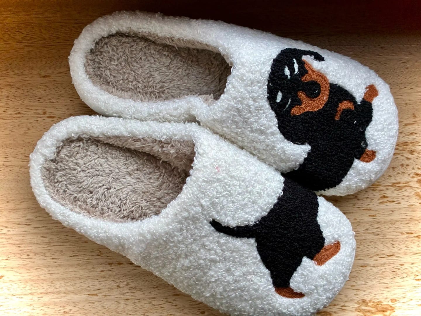 Customer photo review of Women's Dachshund Plush House Slippers, Warm Indoor Slides