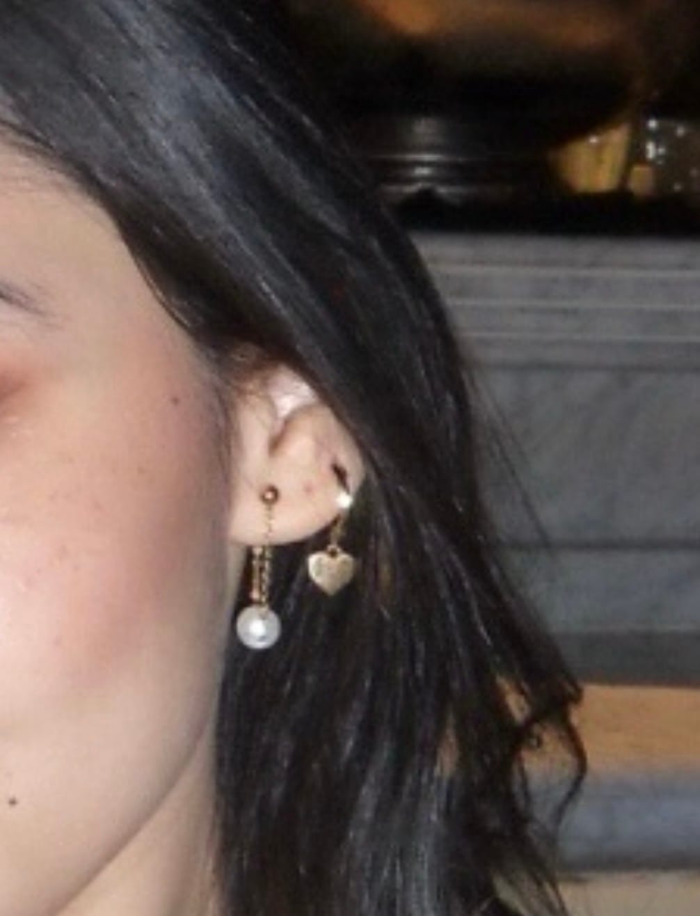 Customer photo review of Par Arete Bolita Con Perla Y Cadena