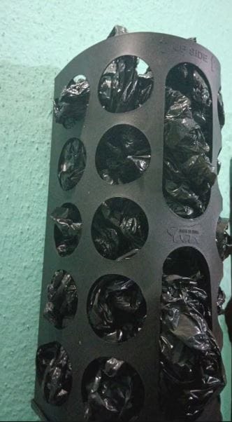 Customer photo review of Wall-Mounted Grocery Bag Dispenser & Multipurpose Kitchen Plastic Bag Organizer