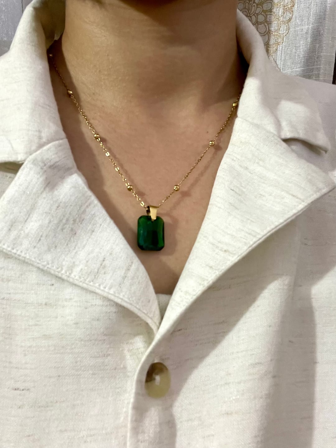 Customer photo review of Dazzling Emerald Necklace
