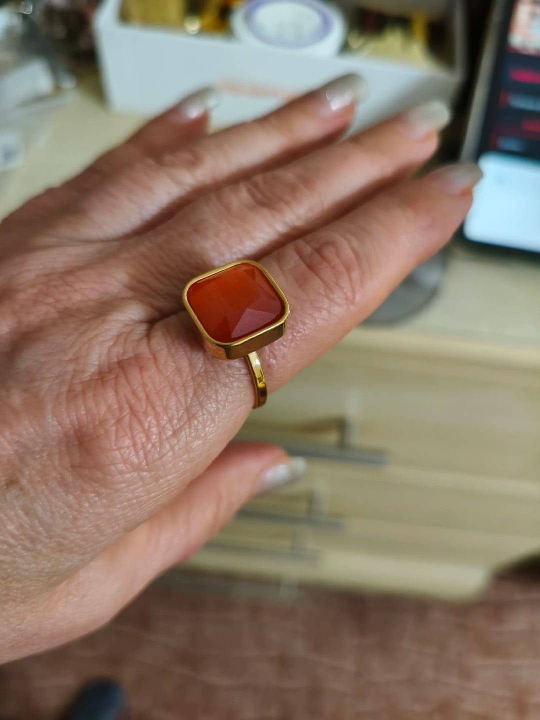 Customer photo review of Opalique Square Gold Ring