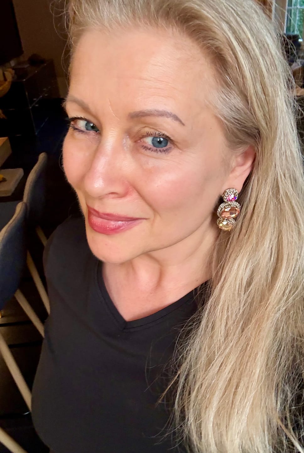 Customer photo review of Funkelnde Statement-Ohrringe in Rosa, Pfirsichorange und Champagner