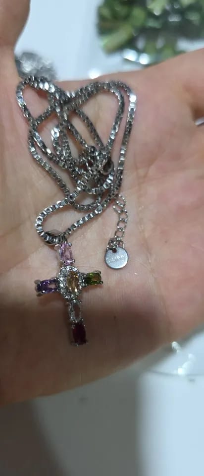 Customer photo review of Halo Glow Cross Necklace