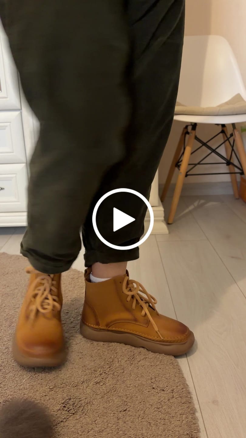 Customer video review of Women Winter Pure Color Genuine Leather Flat Boots