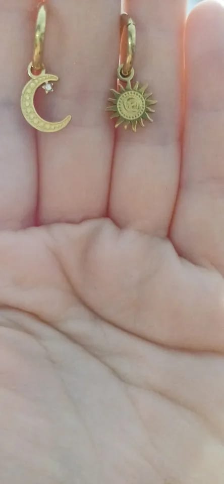 Customer photo review of Lunar Charm Drop Earrings