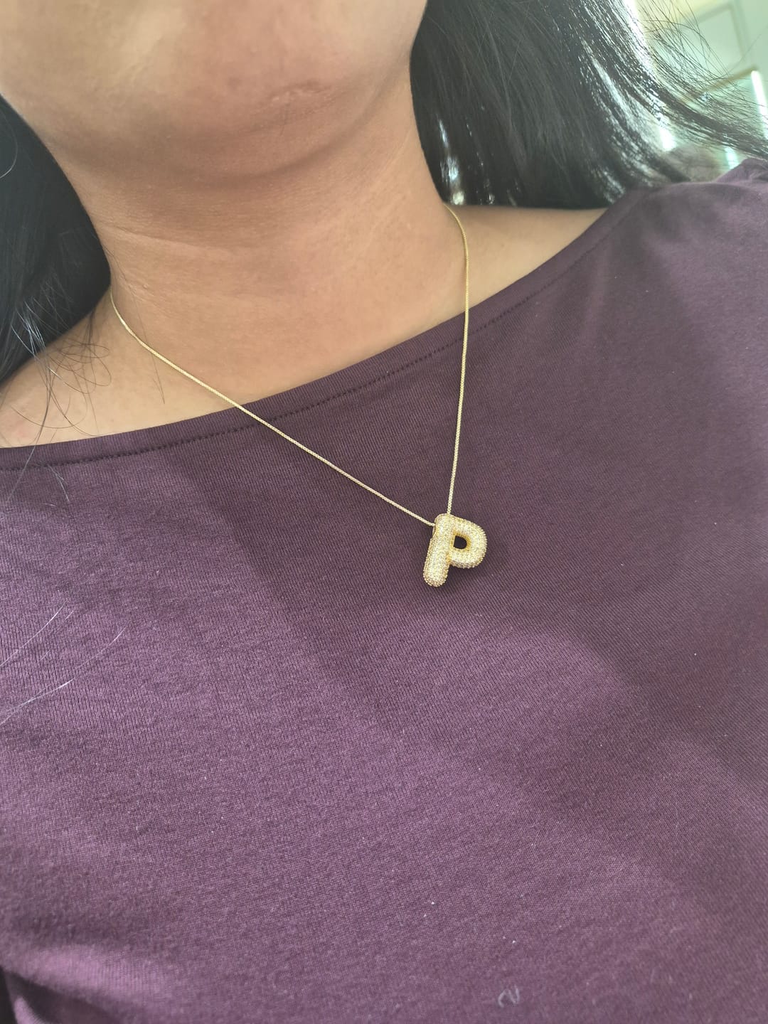 Customer photo review of Collar Inicial Cursiva