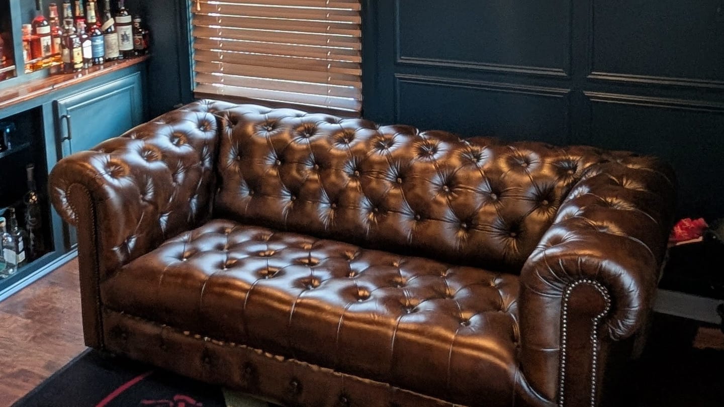 Customer photo review of Remington Chesterfield Leather Sofa