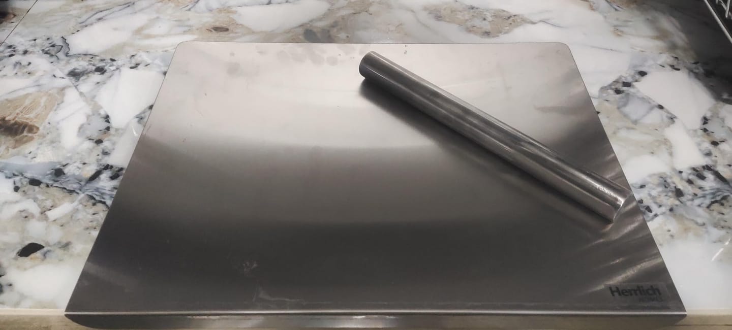 Customer photo review of Stainless Steel Reversible Chopping Board