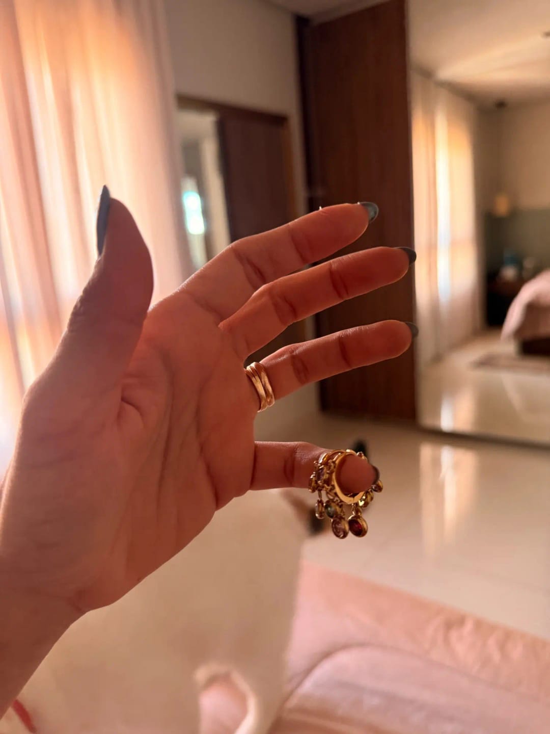 Customer photo review of Multi-Stone Charm Hoops