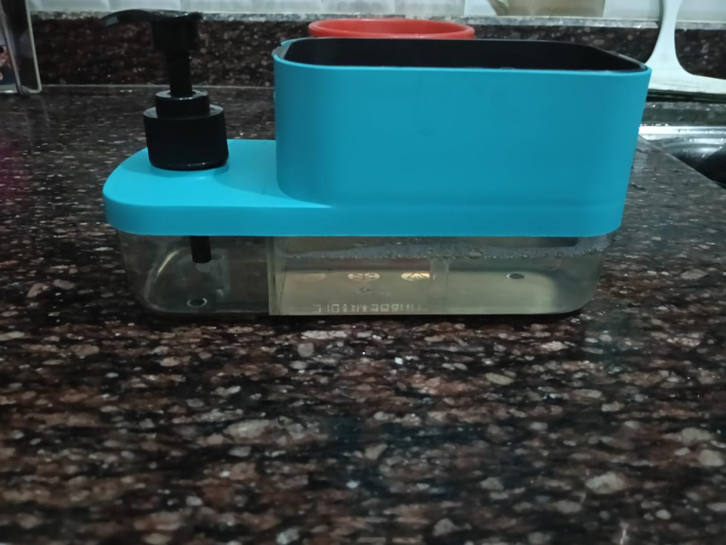 Customer photo review of 3-in-1 Dual Compartment Kitchen Soap Pump Dispenser with Sponge Holder & Hand Wash Bottle